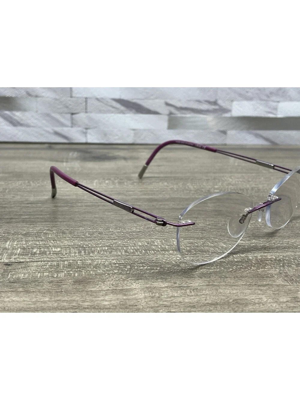 SILHOUETTE 5521 FE 4040 Purple Oval Rimless Eyeglasses 48[]17-135 FRAMES ONLY